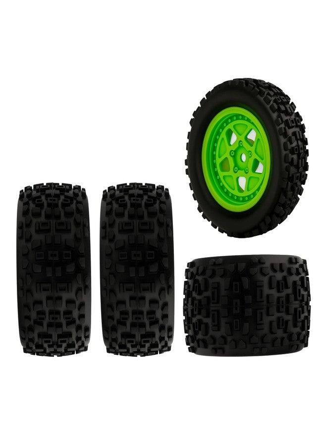 Mesimsple Pre-glued Wheel and Tires Star Rim ARA550112 for HyperGo 1/16 H16BM H16DR for Arrma 1/18 Granite Grom Series Upgrade Parts Green - Image 1